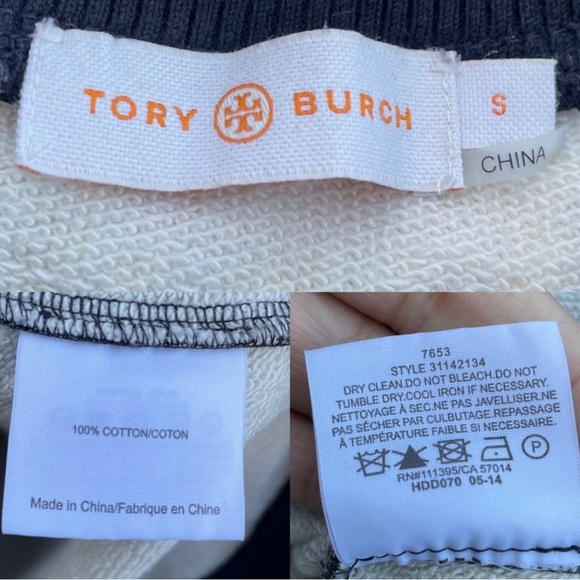 Tory Burch Women’s sweatshirt Black Floral Polka Dot Small - Picture 9 of 9
